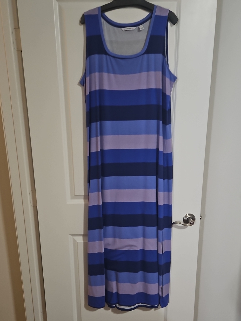 Isaac Mizrahi XL TALL Blue & Lavender Striped Sleeveless Maxi Dress